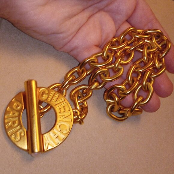 Givenchy Vintage Paris Chunky Chain Necklace Faux Pearls - Picture 10 of 17